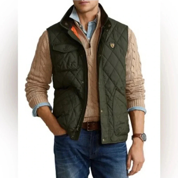 Polo by Ralph Lauren Water Repellent Quilted Green Vest Size Medium NWOT - Picture 1 of 9